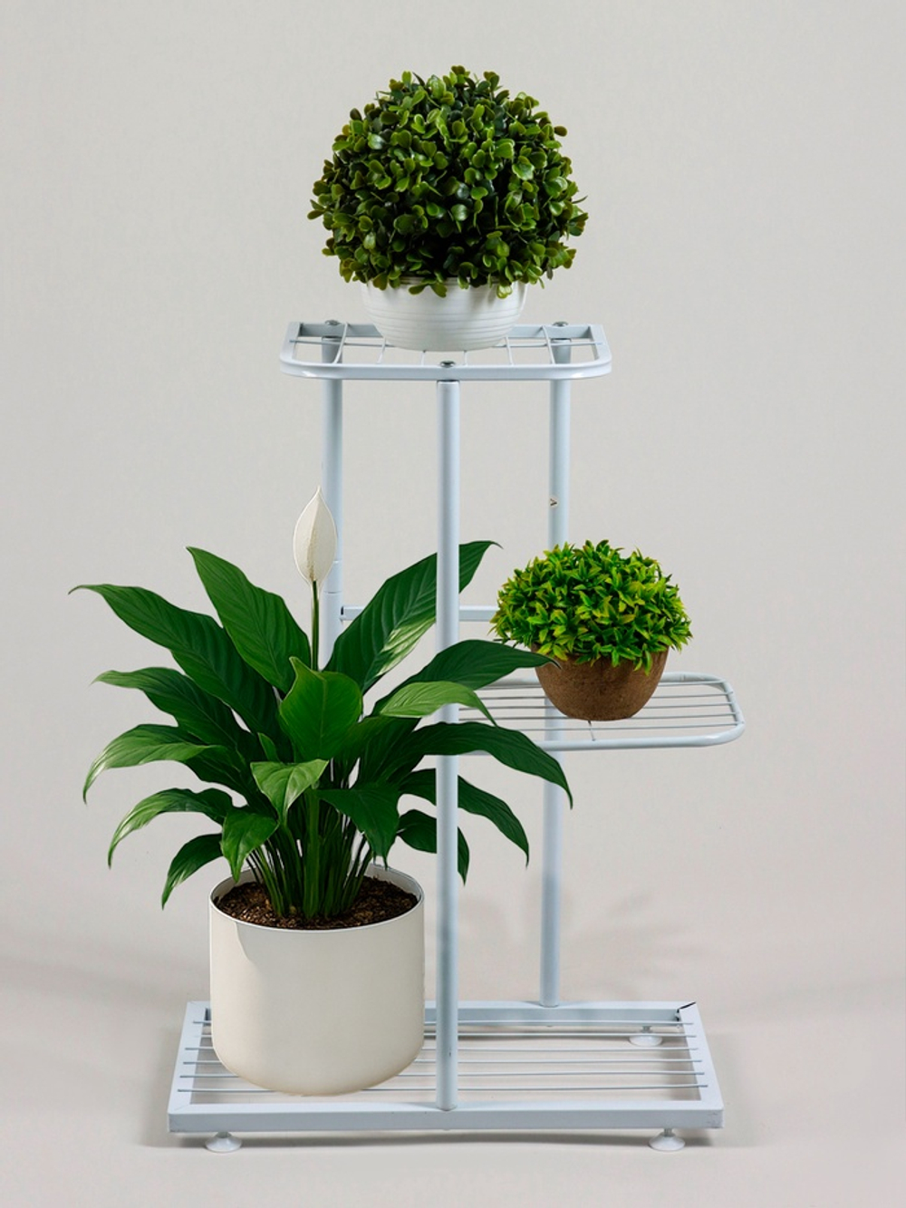 Подставка для цветов Greengo, 3 полки, 43×22×57 см, напольная, металл, белая
