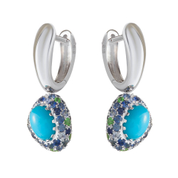 Серьги с Бирюзой, Сапфирами и Цаворитами, E0072-0/71