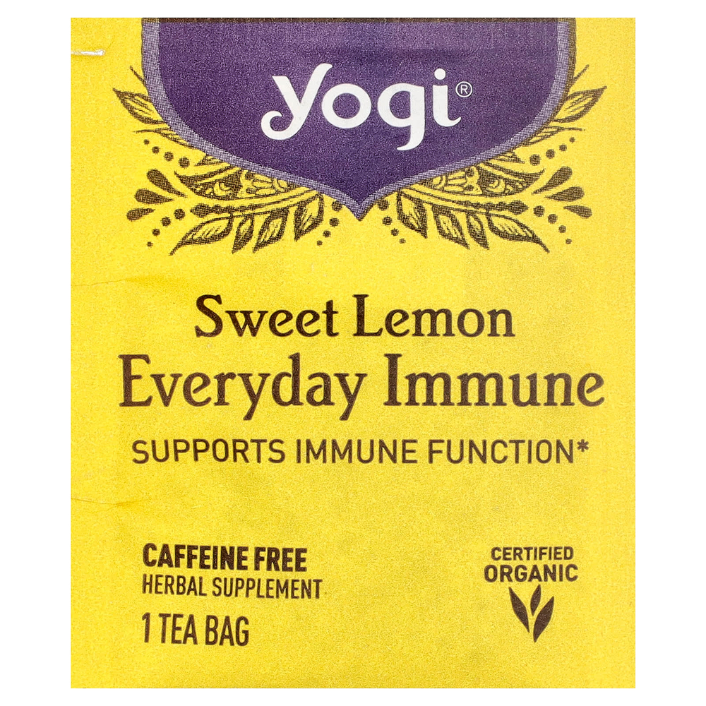 Yogi Tea, Everyday Immune, сладкий лимон, без кофеина, 16 чайных пакетиков по 32 г (1,12 унции)