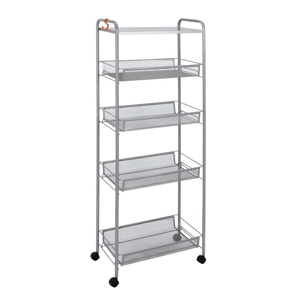 Этажерка "Ладья 25 КС" 4 полки + столешница на колесиках графит