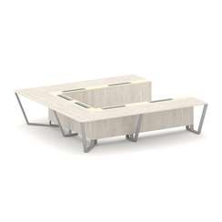 Steel Meet Стол переговорный П-образный KMK-PR.B.SP-11P Денвер Светлый/Ваниль Глянец/Металл Серый 32