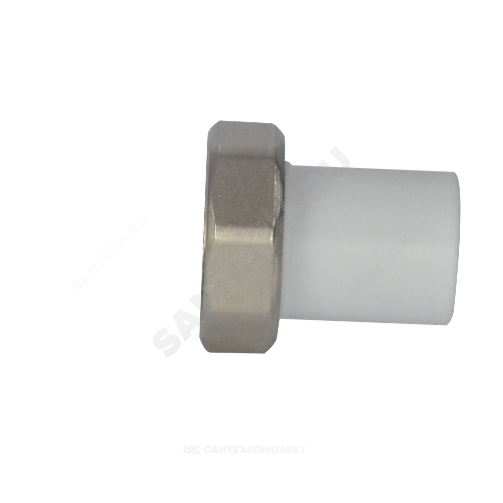 Штуцер PP-R комбинированный белый Дн 25х1" с накидной гайкой VALFEX 10135025