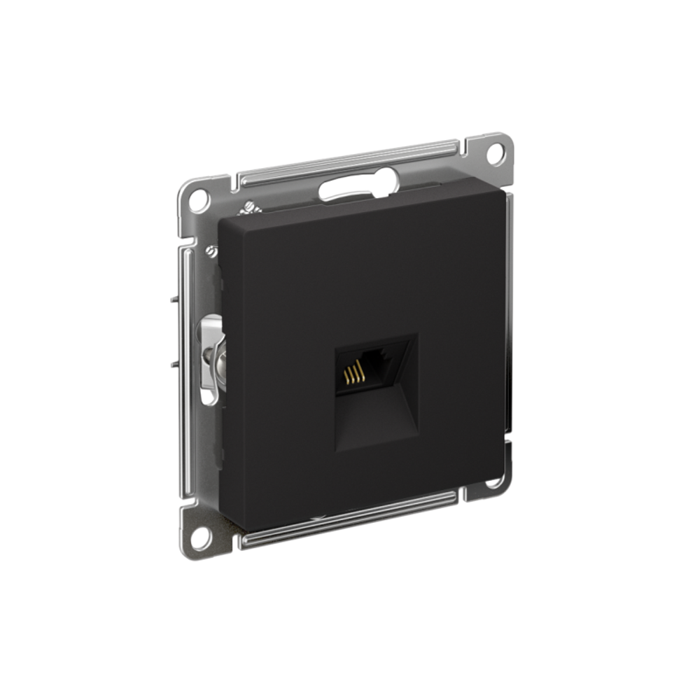 Розетка телефонная 1-м СП AtlasDesign RJ11 механизм карбон SE ATN001081