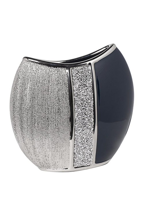 Ваза Garda Decor керамическая синяя с серебром