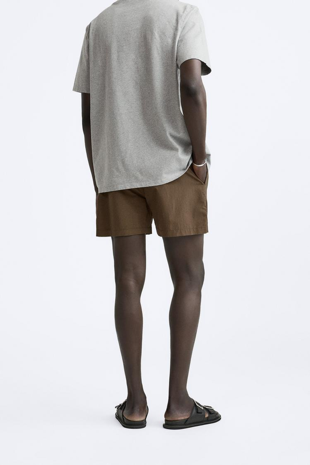 ZARA ПЛАВКИ С ЭЛАСТИЧНЫМ ПОЯСОМ, КОРИЧНЕВЫЙ