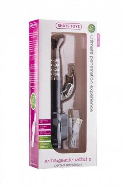 Чёрный перезаряжаемый вибратор Rechargeable Rabbit - 22 см. (Цвет: черный)