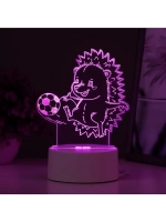 Светильник 3D ночник RISALUX «Ежик футболист», LED RGB, от с