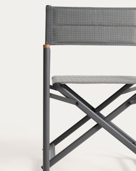 Складной уличный стул Tisno из графитового алюминия и серого текстиля