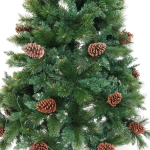 Елка светодиодная «Лесная метель» 150 см, ПВХ+леска (шишки и напыление), 407 веток, 140 ламп LED, Теплый белый