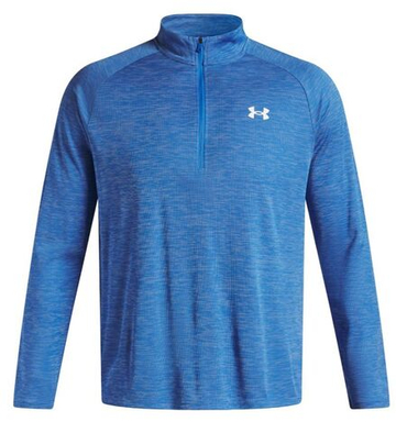Мужская теннисная футболка с длинным рукавом Under Armour Tech Textured 1/2 - blue