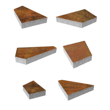 Тротуарная плитка ОРИГАМИ - Листопад гладкий Саванна, комплект из 6 видов плит