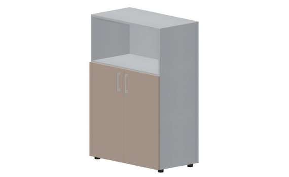 Шкаф 80х44х118см для документов (2 двери+ниша, 2 полки, ручки - алюминий)