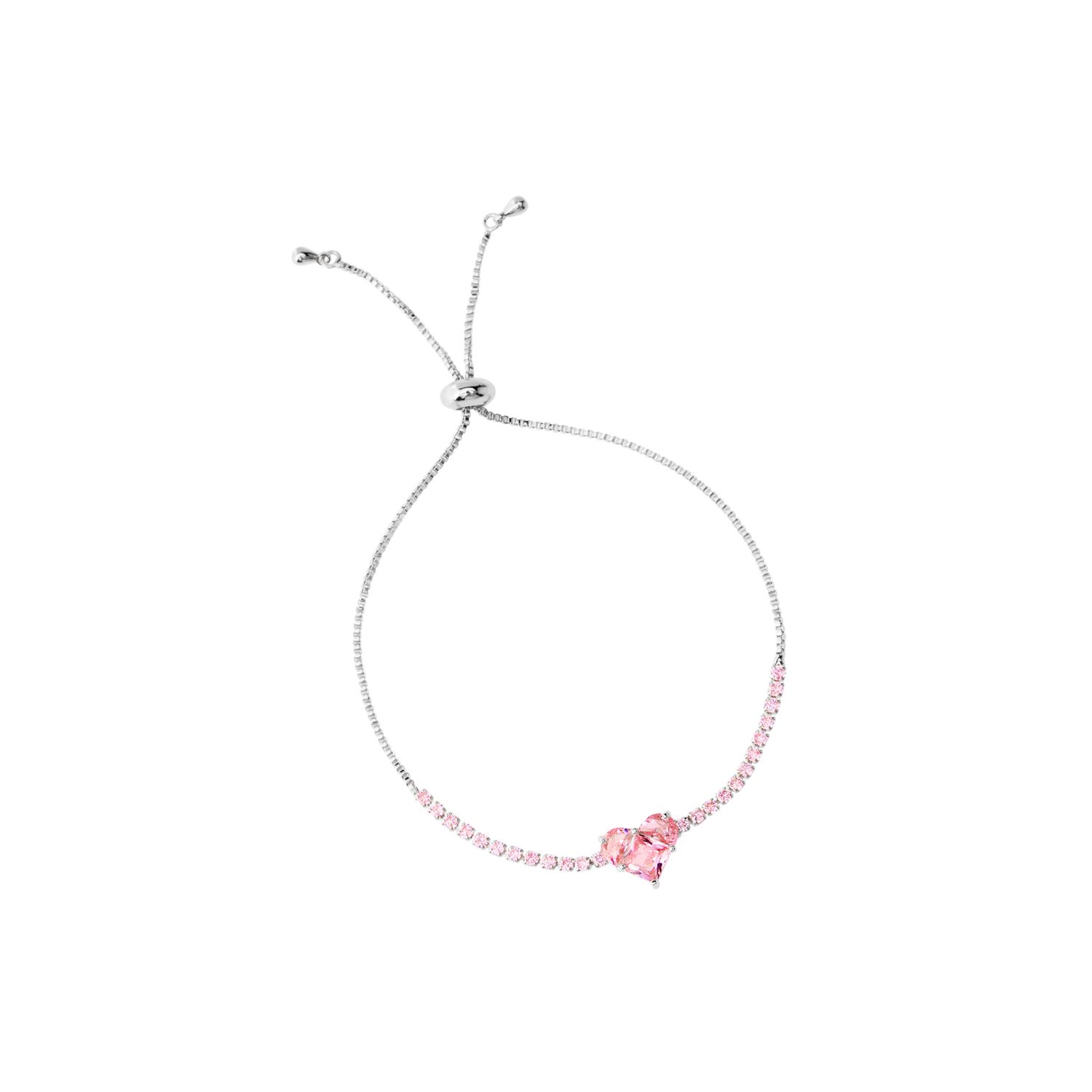 Браслет Broken Frozen Pink Heart Bracelet - Silver