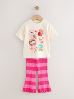 Футболка и легинсы-клеш в комплекте для девочки Next AD5-474, Розовый, Молочный