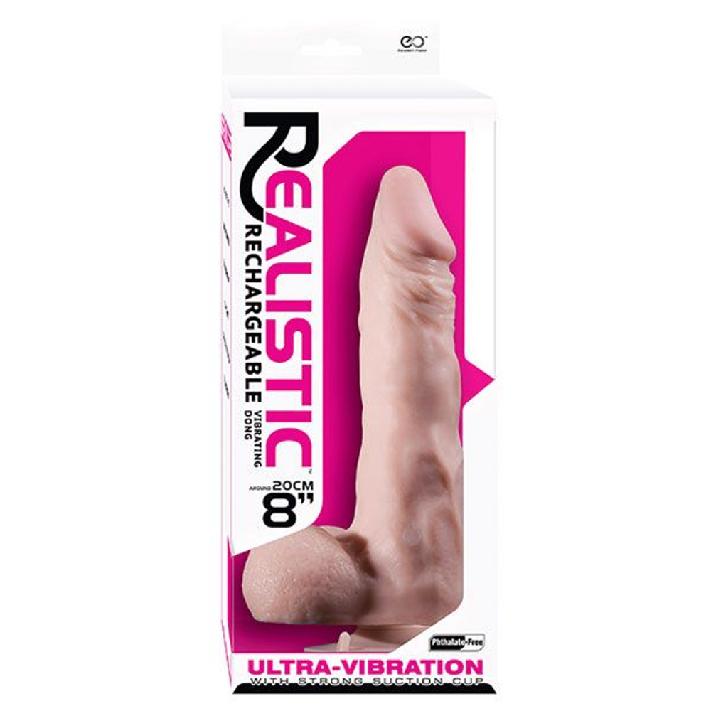 Телесный реалистичный вибромассажер на присоске - 20 см. (Цвет: телесный)