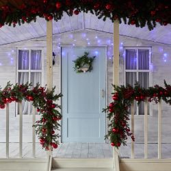 ULD-B25006-440-TTK BLUE-WHITE IP44 Бахрома светодиодная с эффектом мерцания. 25м. Соединяемая. 440 светодиодов. Синий и белый свет. Провод прозрачный. ТМ Uniel