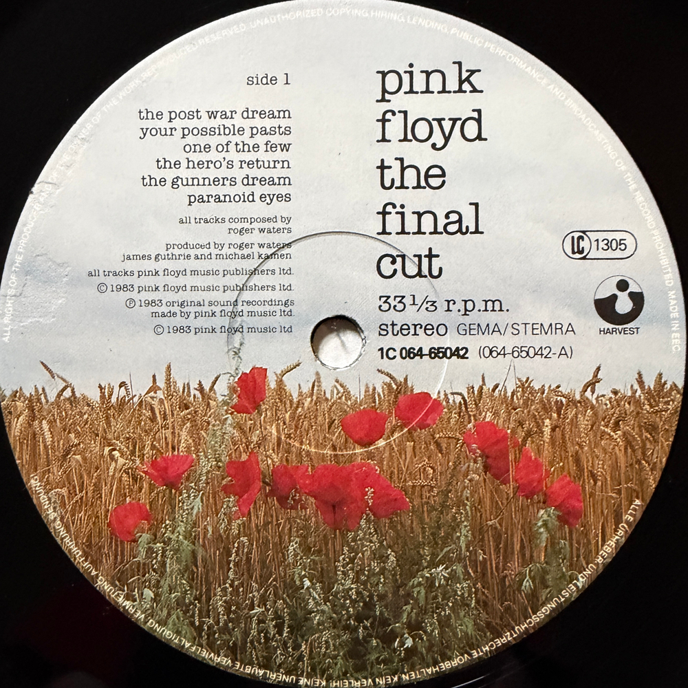 Pink Floyd - The Final Cut (Европа 1983г.)