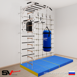 Шведская стенка Sv Sport усиленная 64270 (Турник рукоход/Брусья/Лестница/Цепь/Мешок 30кг/Мат 2м/Канатный лаз)