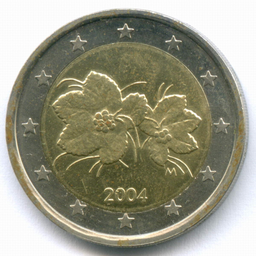 20 евроцентов 2002 год. Тип 1. VF-XF и 2 евро 2004 год. Финляндия. Регулярный выпуск. Тип 1. Биметалл XF