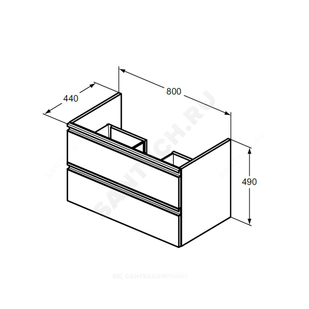 Тумба под умывальник 80 TESI черный матовый Ideal Standard T0051ZT