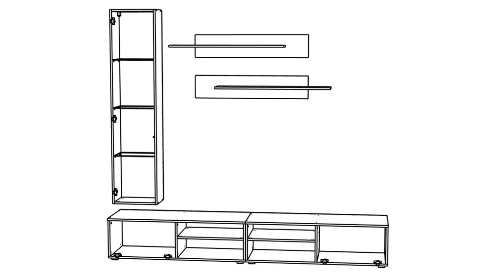 Гостиная 18 Черный 0190 / Белый Фасадный 0101 120*45*210 см, Черный, Белый Фасадный   Фиеста