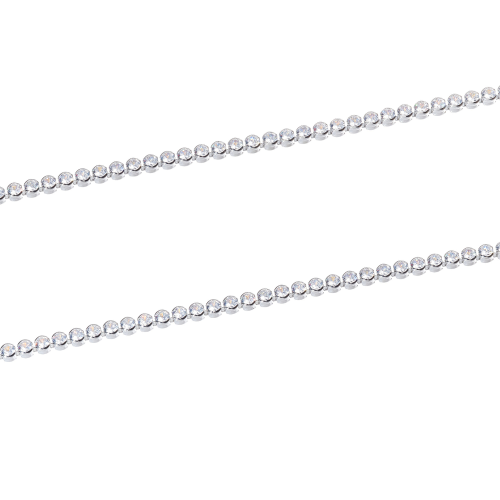 Колье- полоса круглых цирконов, серебро