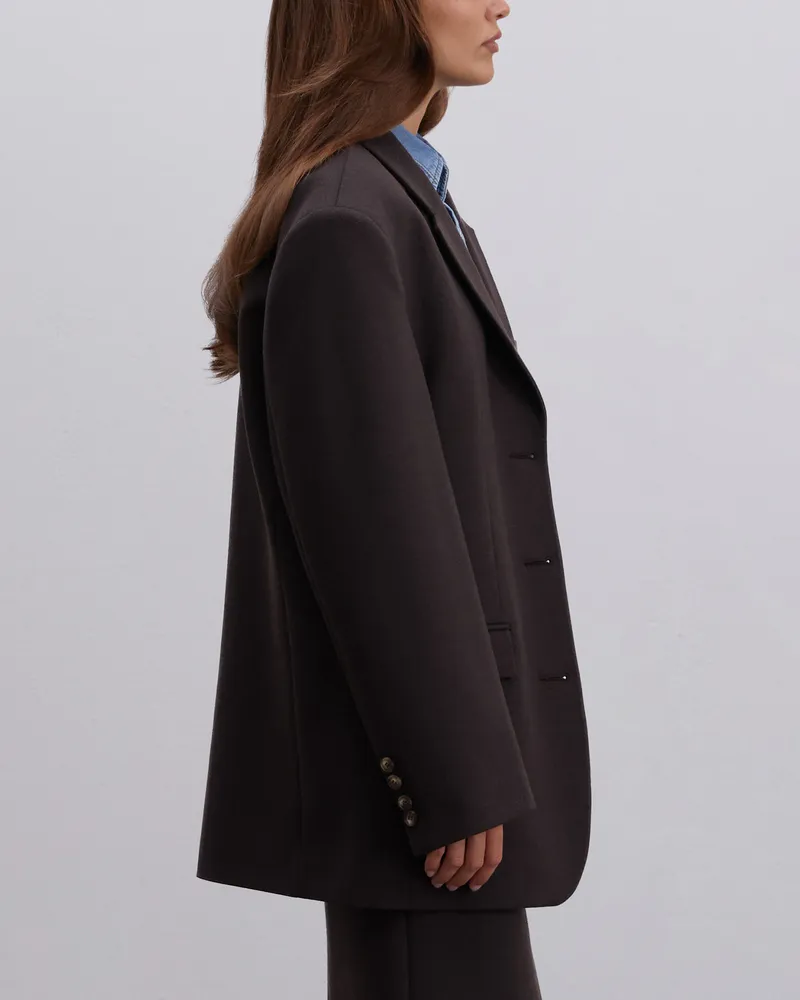 Шерстяной жакет прямого кроя коричневый