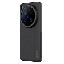 Усиленный противоударный чехол черного цвета от Nillkin для Vivo X200 Ultra, серия Super Frosted Shield Pro