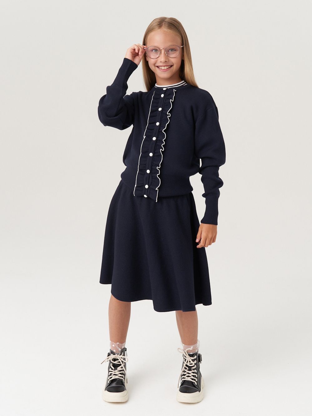 Кардиган школьный для девочки AT585 синий