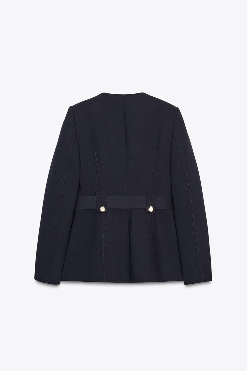 ZARA ПРИТАЛЕННЫЙ БЛЕЙЗЕР С ПОЯСОМ, МОРСКОЙ СИНИЙ