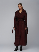 Женский бордовый тренч из хлопка
