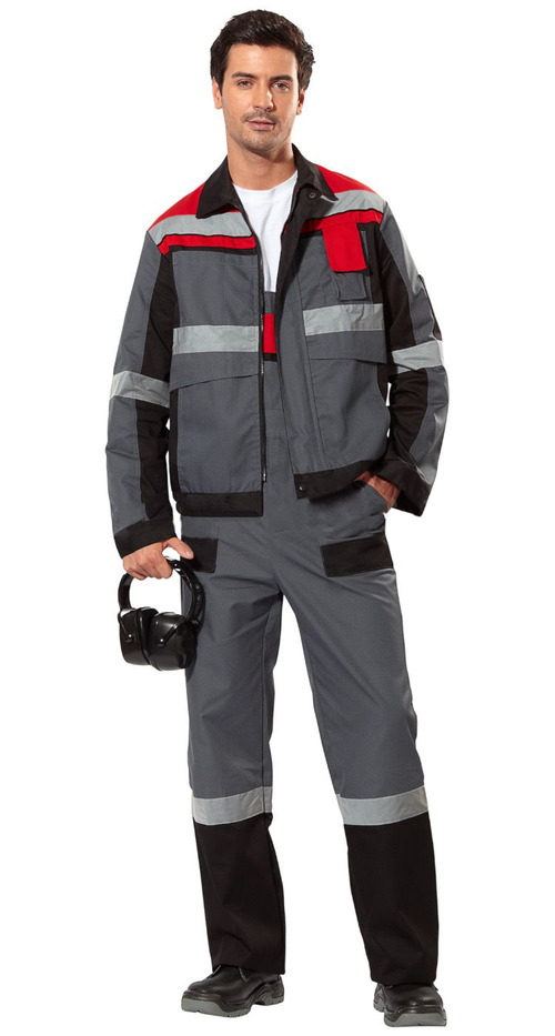 Костюм ВИВАТ летний серый с красным