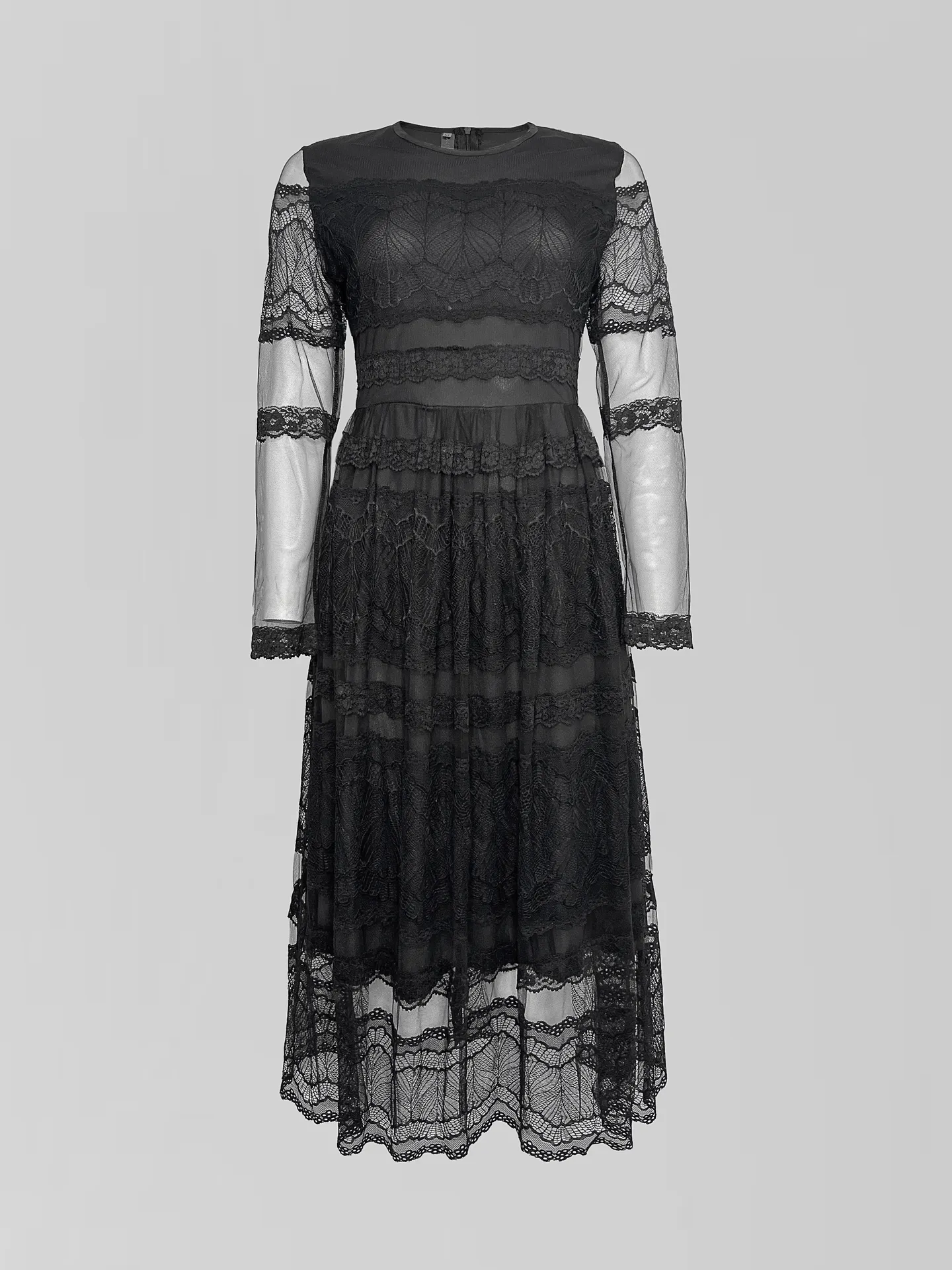 Платье JinPaiYa 1006 длинное с отделкой кружевом на молнии сзади