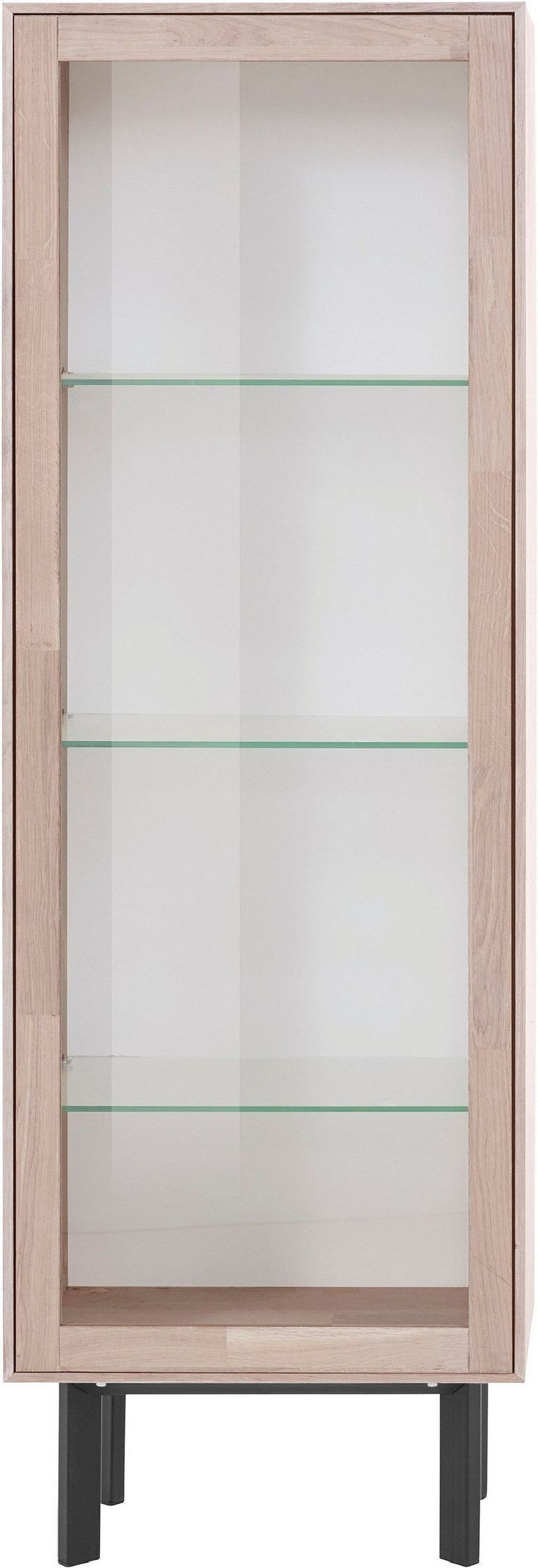 Шкаф-витрина дизайнерская из массива дуба Виби 151х50х31 в стиле лофт, на металлических ножках