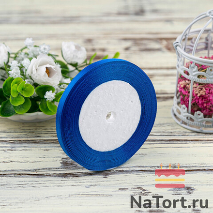 Лента атласная 6 мм  (23 метра, цвет №40   синий)