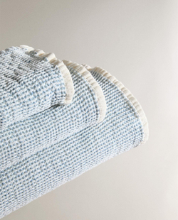 Zara Home - Банное полотенце с тонкой вафельной текстурой, синий, 30х50 см