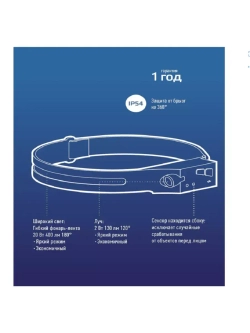 Фонарь налобный КОСМОС KOC504Lit аккумуляторный сенсорный