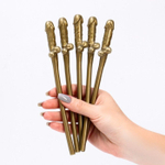 Золотистые коктейльные трубочки в виде пениса - 5 шт. (Цвет: золотистый)