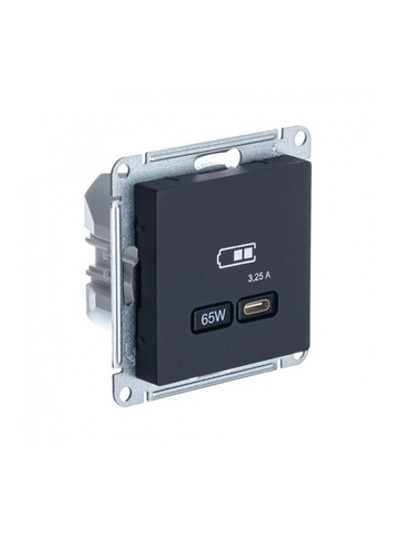 Розетка USB AtlasDesign тип C 65Вт QC PD высокоскор. ЗУ механизм карбон SE ATN001027