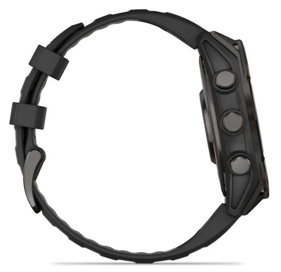 Умные часы Garmin Fenix 8, 47 мм, AMOLED, Sapphire Carbon Gray DLC Titanium with Black/Pebble Gray Silicone Band