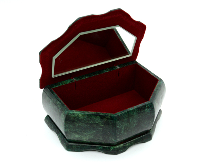 Ларец Ящерица, б/ф, змеевик, зеркало, бархат, 145x100x75 мм