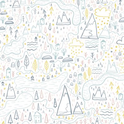 карта лес горы реки ландшафт скетч нарисовано от руки