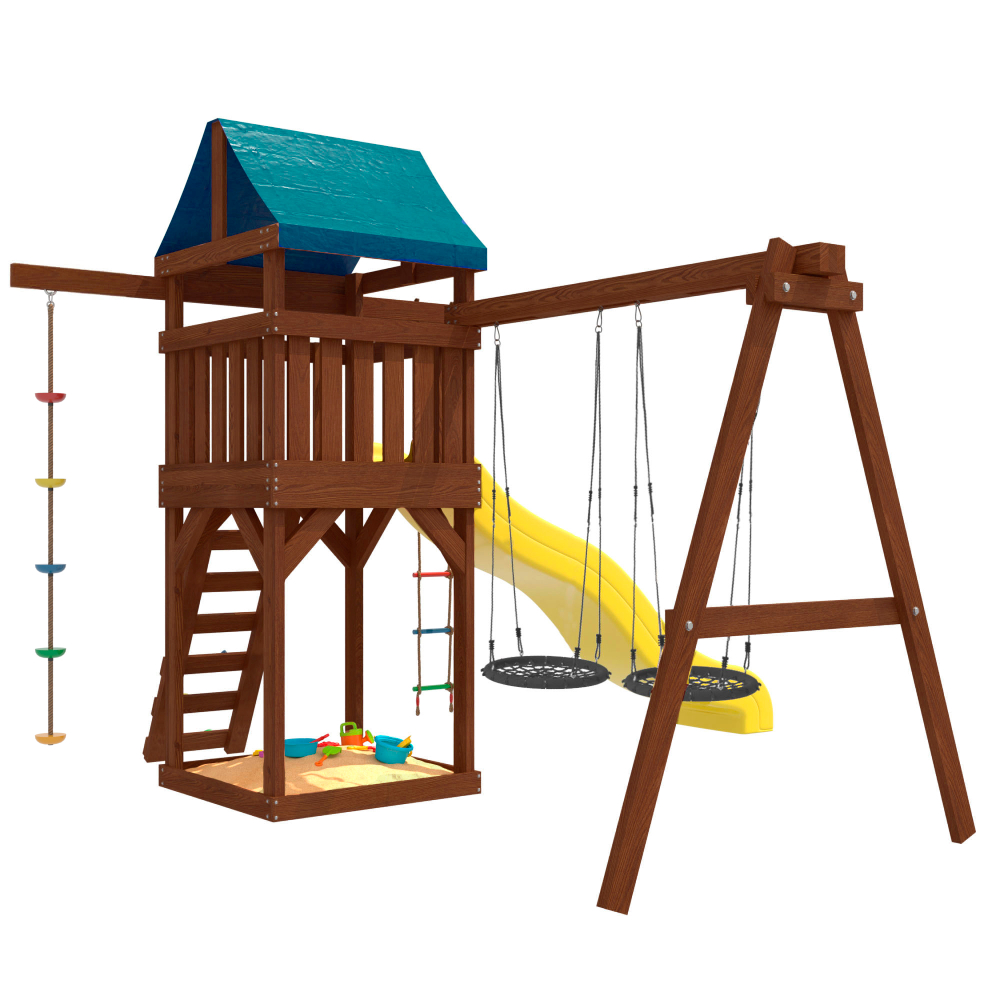 Детская площадка Премиум с качелями гнездо 60 см IgroWoods для улицы и дачи