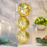 Шар новогодний 3шт 8см "Shining Disco", золото