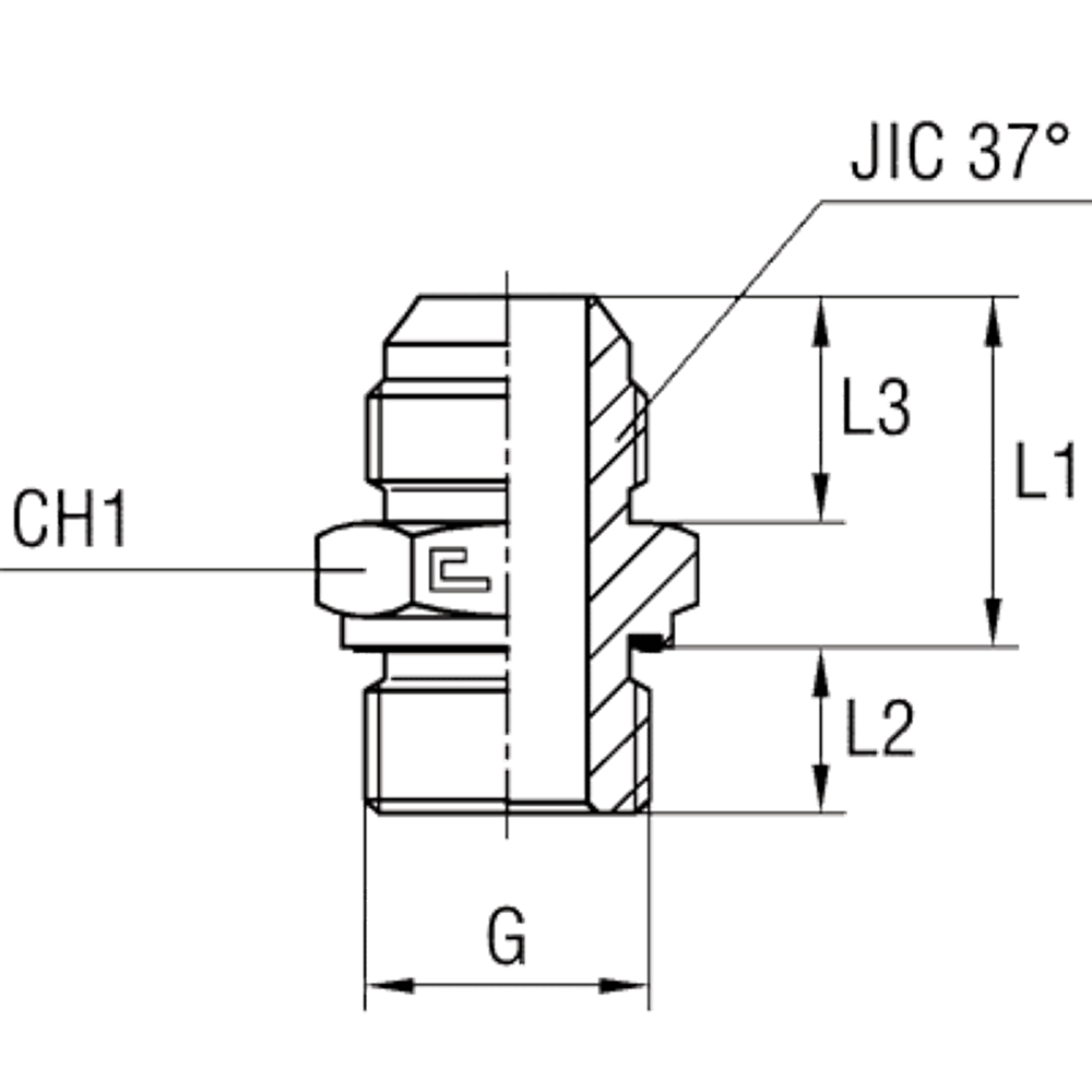 Штуцер FE JIC 1.1/16 - BSP 3/8
