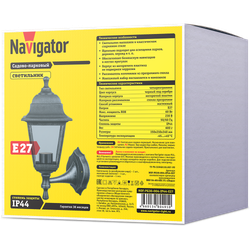 Светильник Navigator 80 491 NOF-PG30-004-IP44-E27 (4 грани черный под серебро)