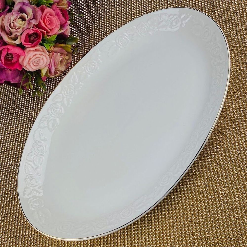 Lenardi 109-156 Овальное блюдо 36см БЕЛАЯ РОЗА в под.уп.(х8)Фарфор
