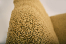 Чехол Жаккард на угловой диван с выступом слева, цвет Медовый