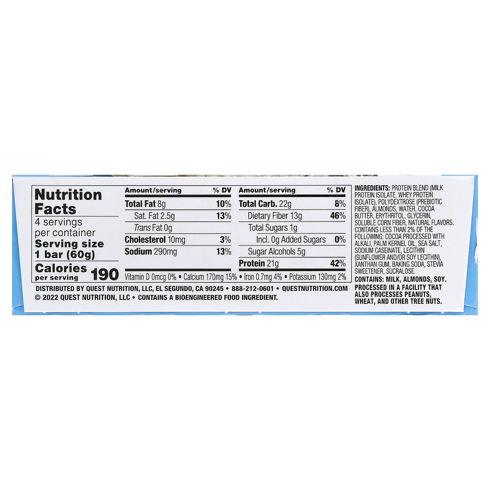 Quest Nutrition, Протеиновый батончик, печенье и крем, 4 батончика, 60 г (2,12 унции) каждый