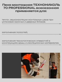 Пена монтажная профессиональная Технониколь 70 PROFESSIONAL всесезонная, 1 шт.